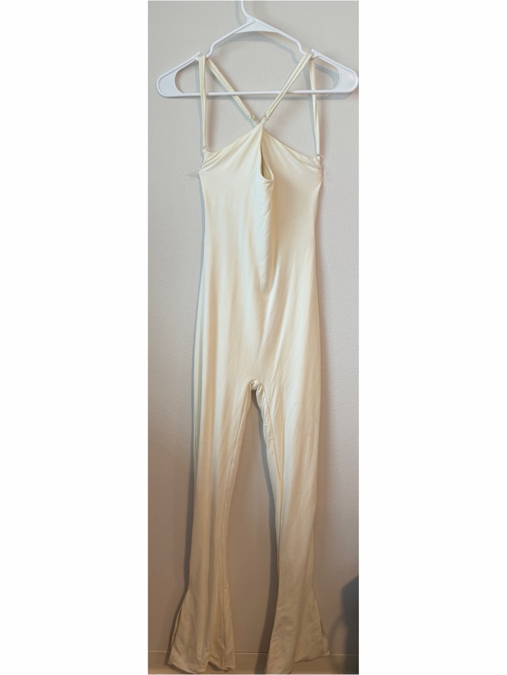 Oh Polly Cream Low-Back Wide Leg Jumpsuit